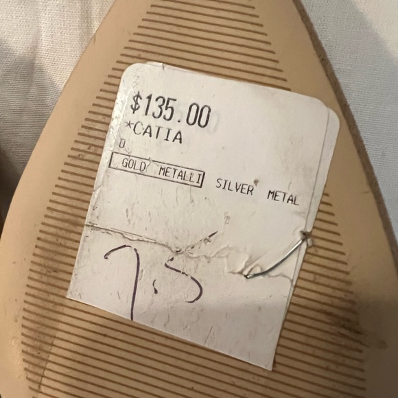 🆕 Michael Kors Catia Gold Metallic Leather Strappy Heels - 7.5 - Picture 5 of 6